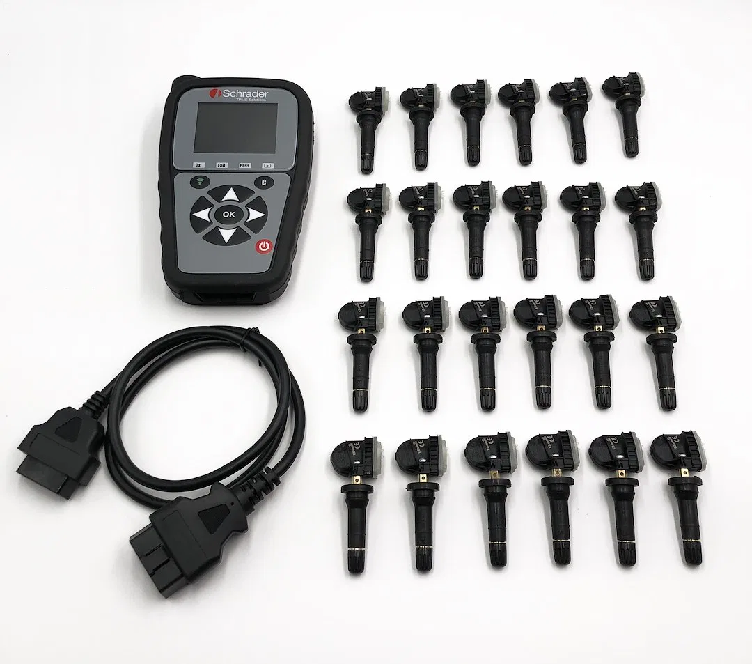 21298 – SCHRADER Tire Pressure Monitoring System - TPMS Sensor Tool Kit, With 24 Schrader Snap-In Sensor/ ATEQ VT41 T...